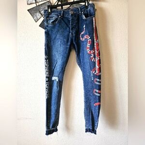 Vtg Hydrogen Demin Jeans with Red Snake Graphicsize 30.